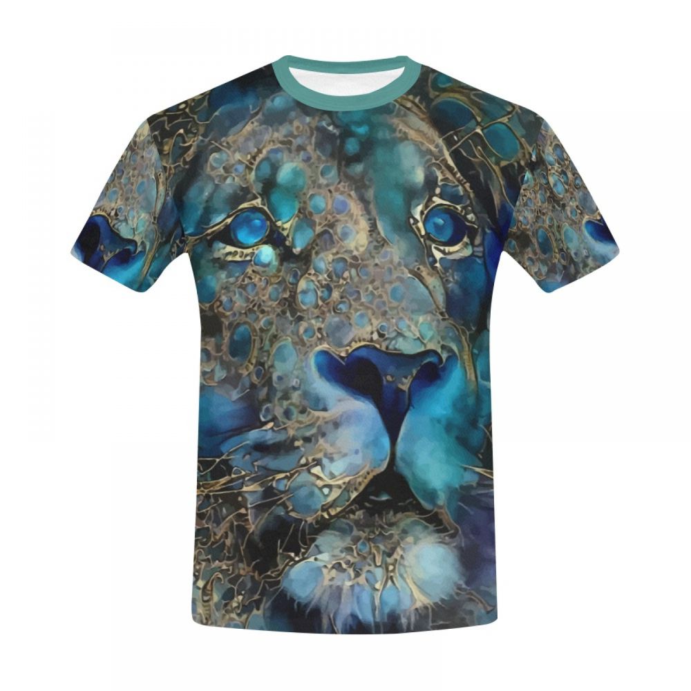 Men's Digital Art Blue Lion Short T-shirt South Africa