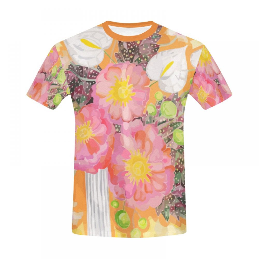 Men's Abstract Art Peony Bouquet Short T-shirt South Africa