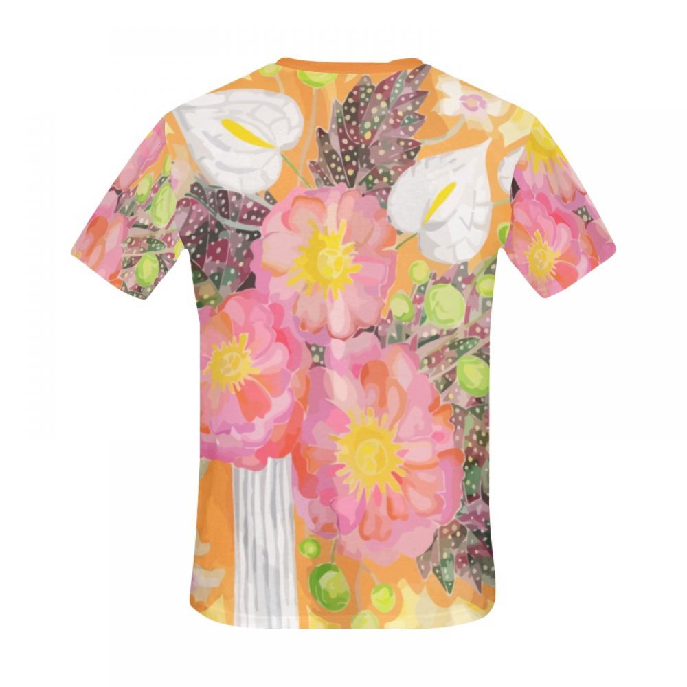 Men's Abstract Art Peony Bouquet Short T-shirt South Africa