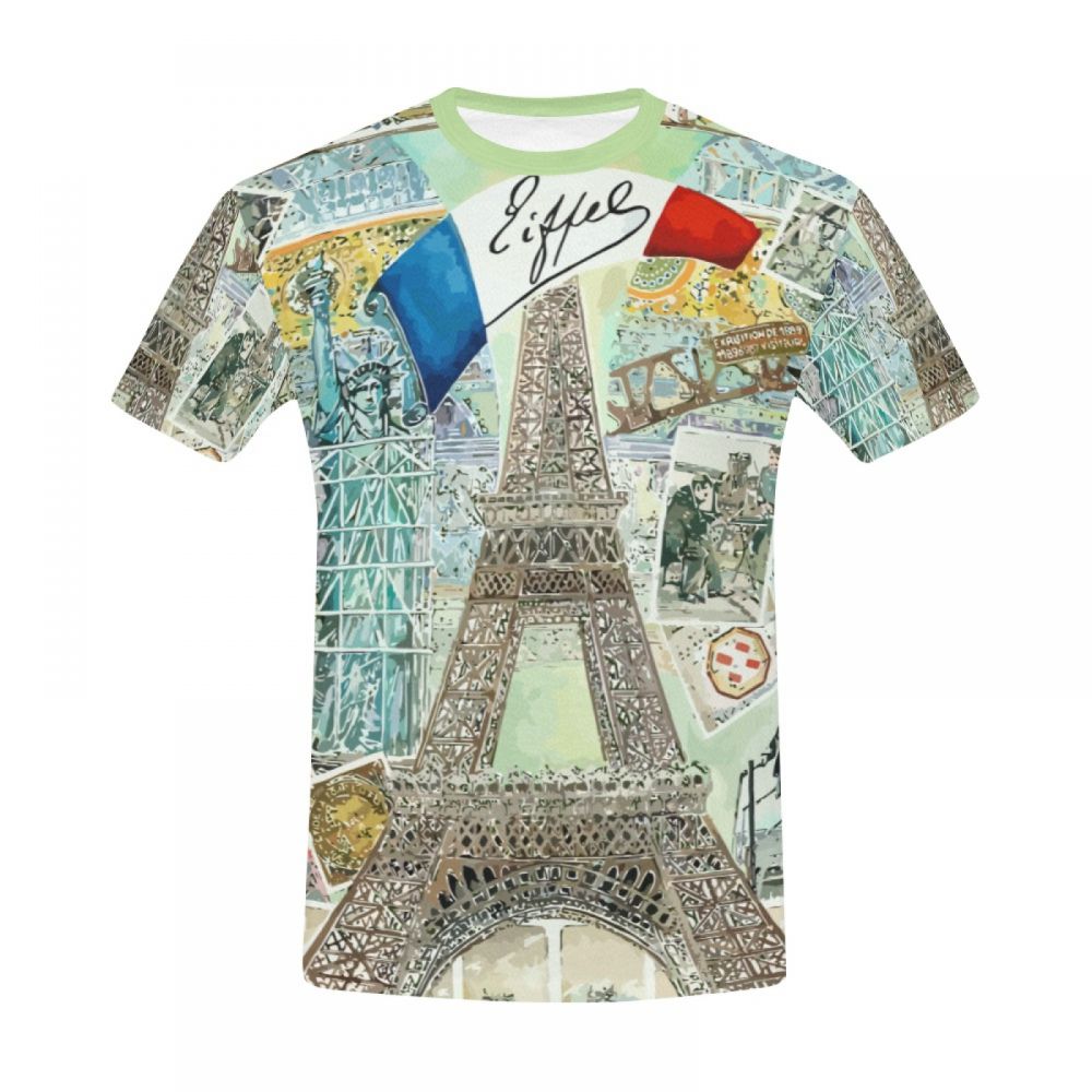 Men's Watercolor Art France Eiffel Tower Short T-shirt South Africa