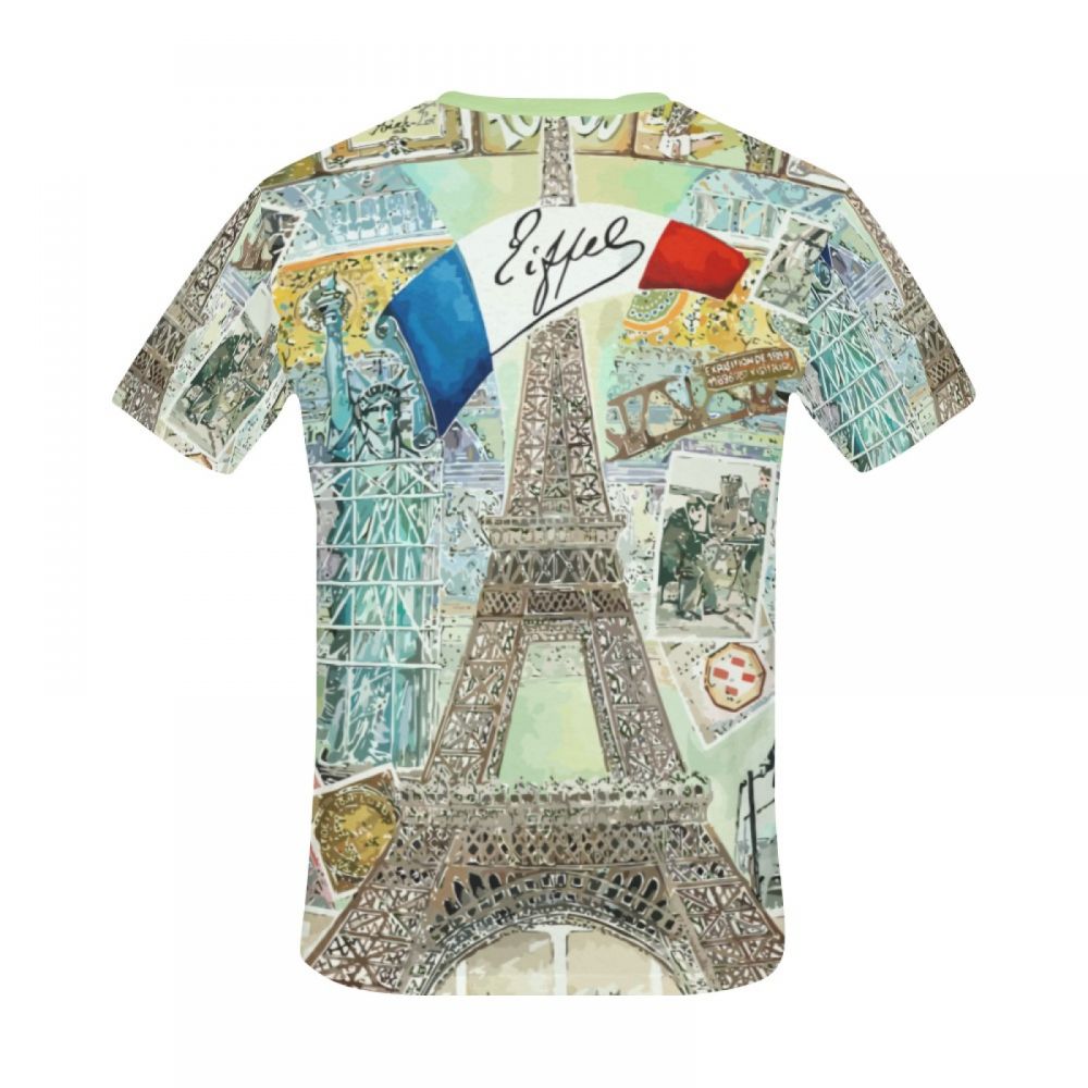 Men's Watercolor Art France Eiffel Tower Short T-shirt South Africa