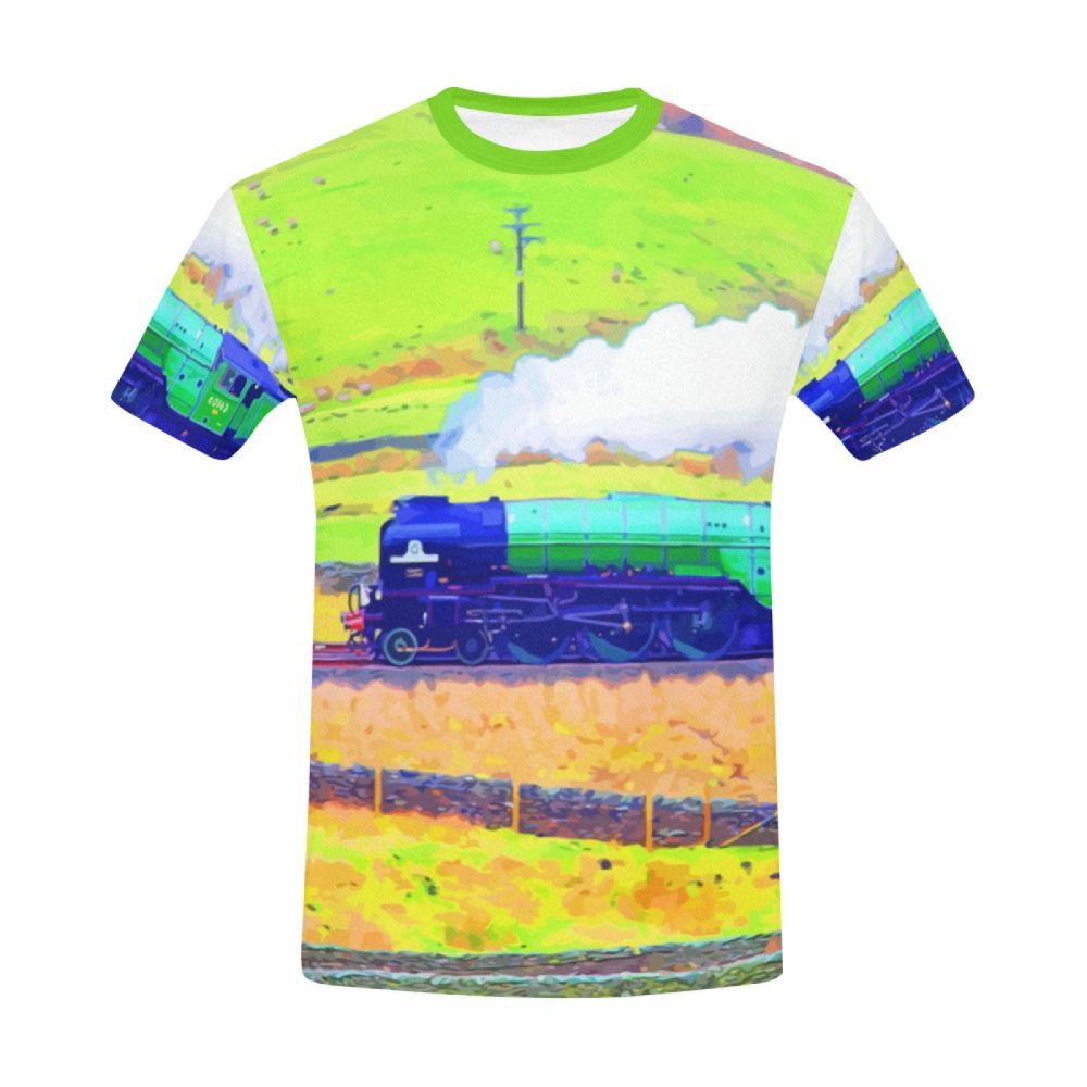 Men's Landscape Art Train Pastoral Short T-shirt South Africa