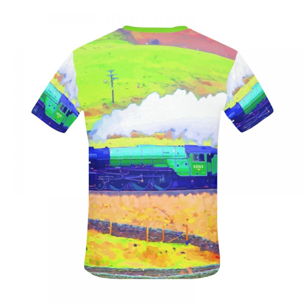 Men's Landscape Art Train Pastoral Short T-shirt South Africa