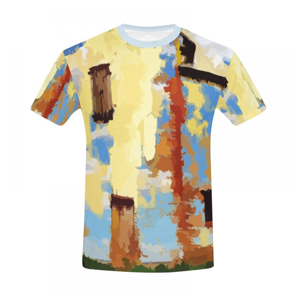 Men's Art Surreal Architecture Yellow Graffiti Short T-shirt South Africa