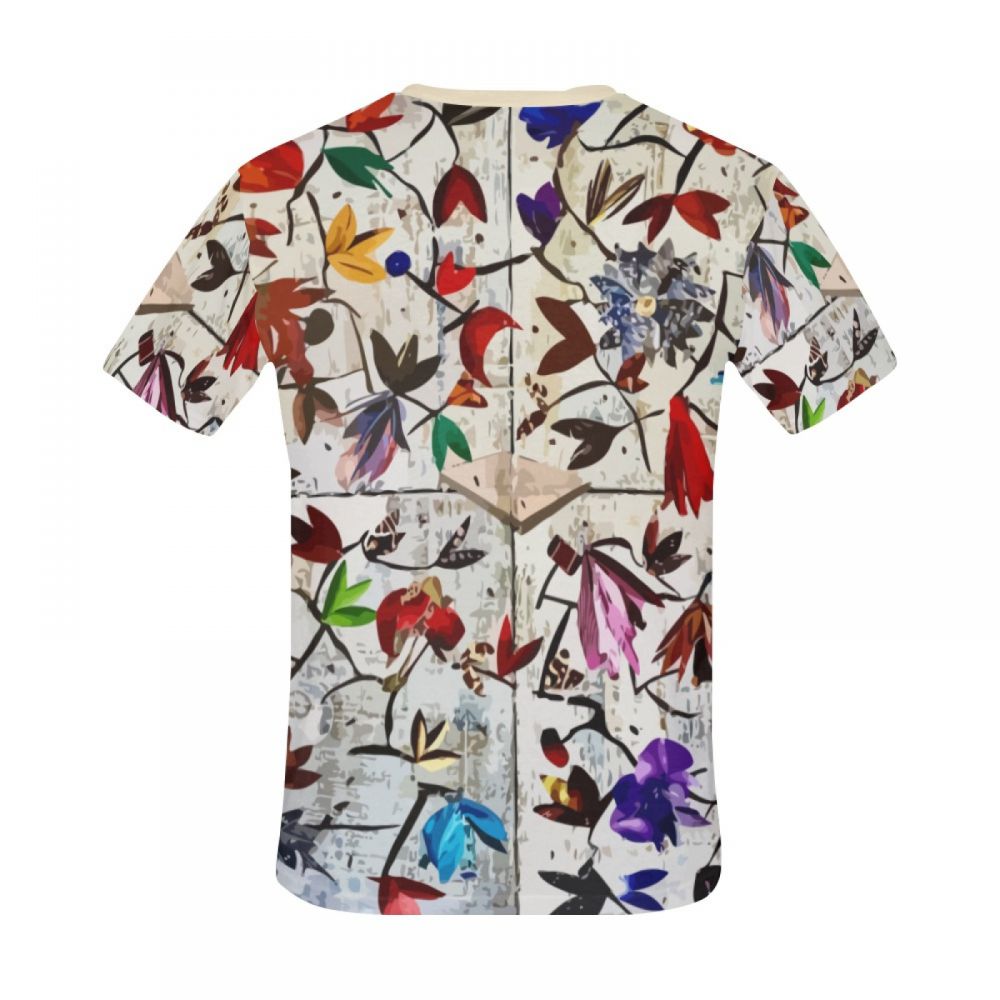 Men's Art Collage Colorful Flowers Short T-shirt South Africa