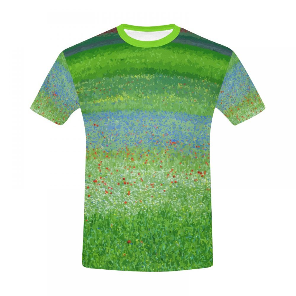 Men's Green Art Countryside Flowers Short T-shirt South Africa