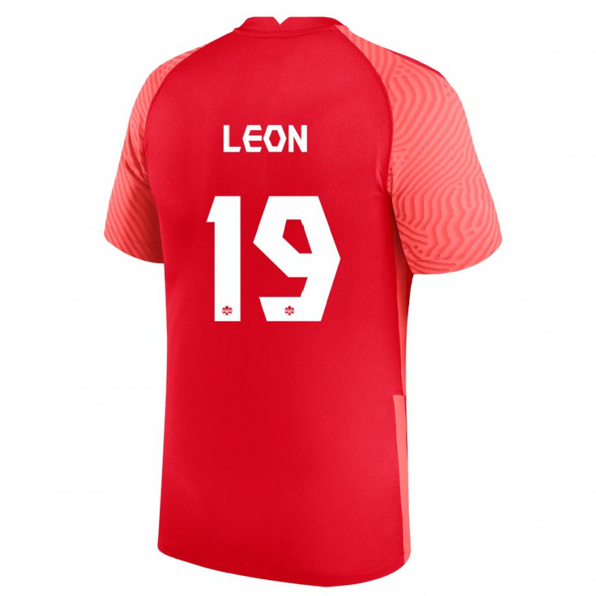 Women Canada Adriana Leon #19 Red Home Jersey 2022/23 T-shirt Za