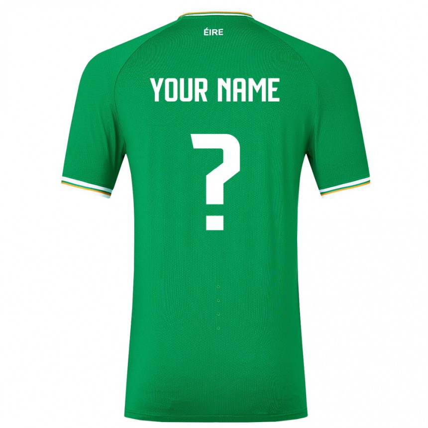 Kids Football Ireland Your Name #0 Green Home Jersey 24-26 T-Shirt Za