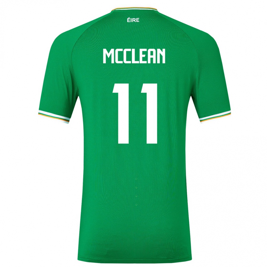 Kids Football Ireland James Mcclean #11 Green Home Jersey 24-26 T-Shirt Za