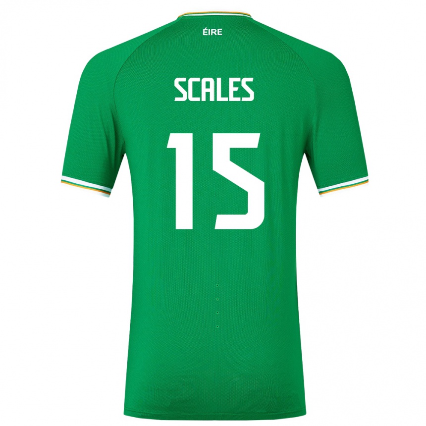 Kids Football Ireland Liam Scales #15 Green Home Jersey 24-26 T-Shirt Za