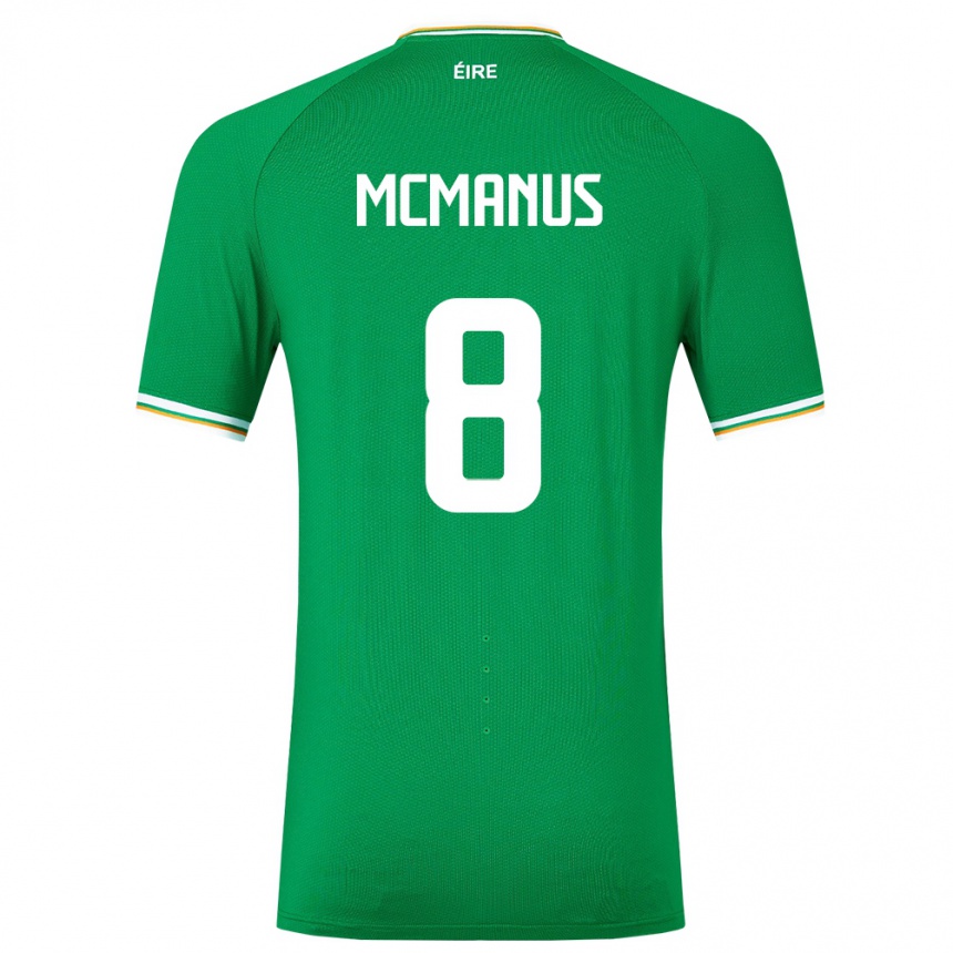 Kids Football Ireland James Mcmanus #8 Green Home Jersey 24-26 T-Shirt Za