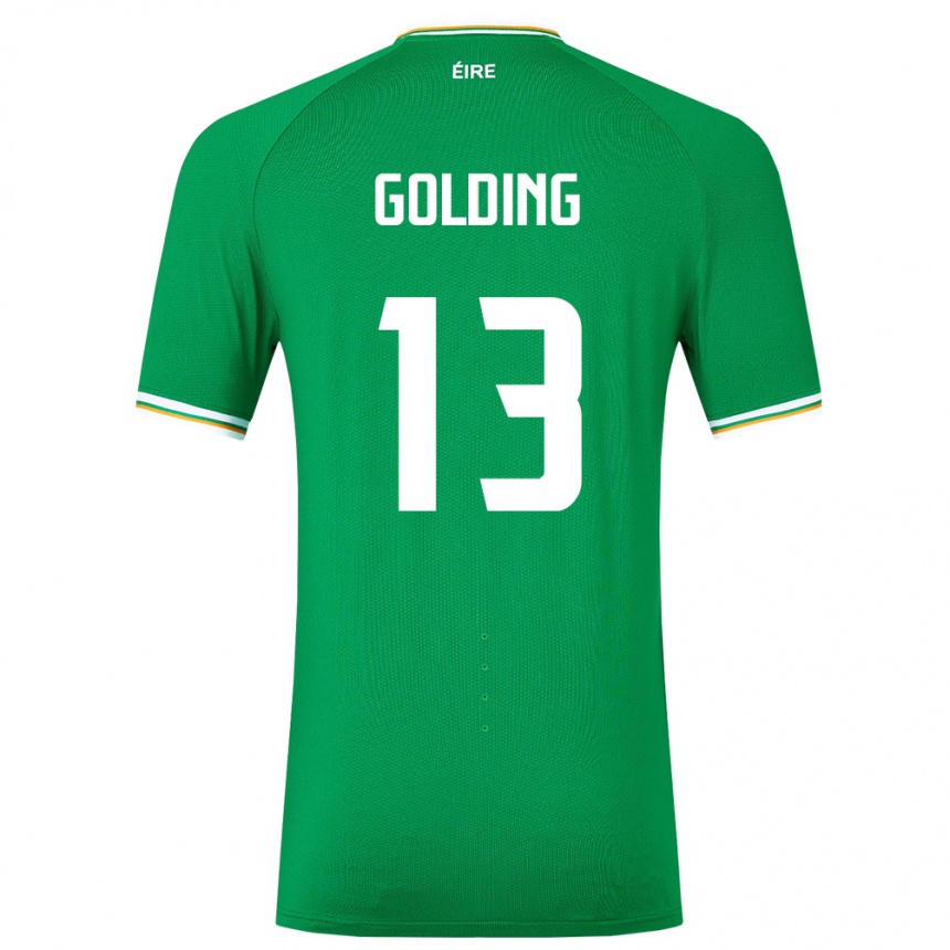 Kids Football Ireland James Golding #13 Green Home Jersey 24-26 T-Shirt Za