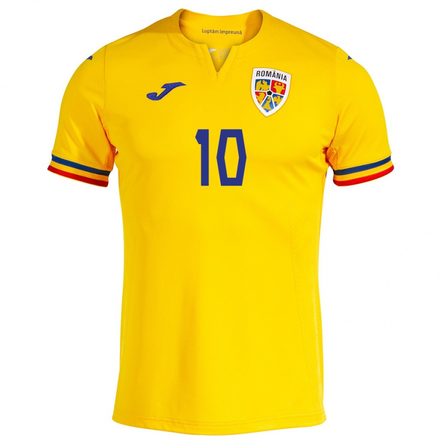 Kids Football Romania Samuel Fuleki #10 Yellow Home Jersey 24-26 T-Shirt Za