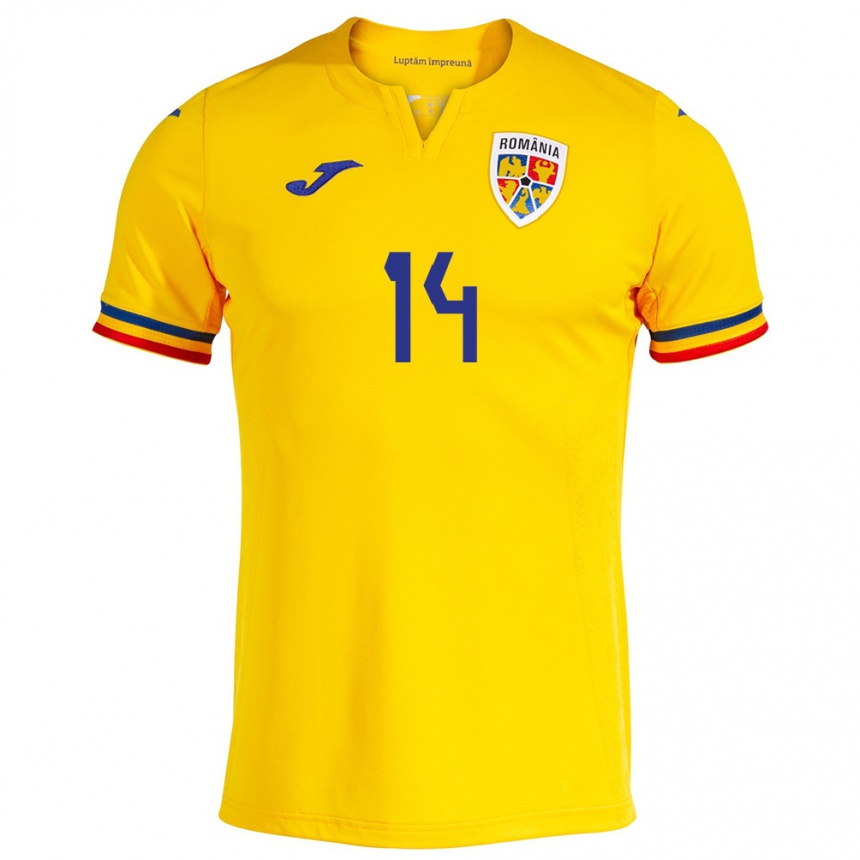 Kids Football Romania Ianis Hagi #14 Yellow Home Jersey 24-26 T-Shirt Za