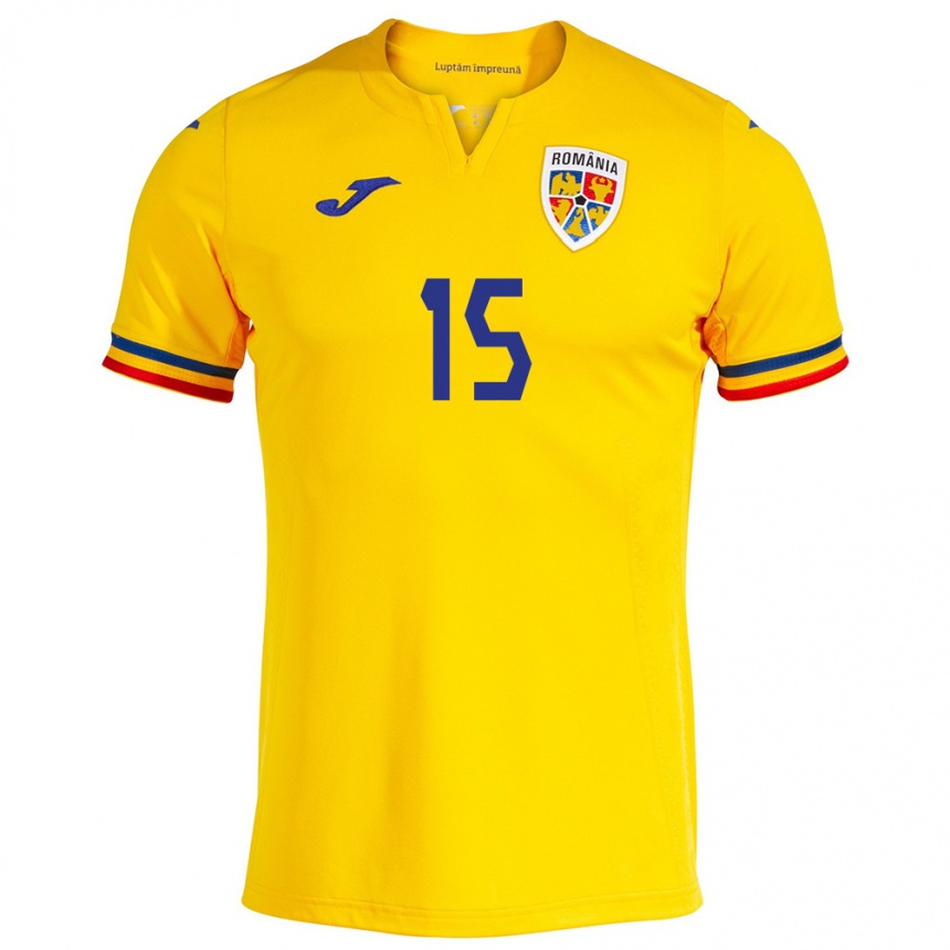 Kids Football Romania Cătălin Vulturar #15 Yellow Home Jersey 24-26 T-Shirt Za