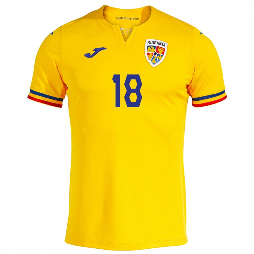 Kids Football Romania Enes Sali #18 Yellow Home Jersey 24-26 T-Shirt Za