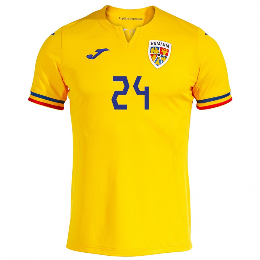 Kids Football Romania Mădălina Tătar #24 Yellow Home Jersey 24-26 T-Shirt Za