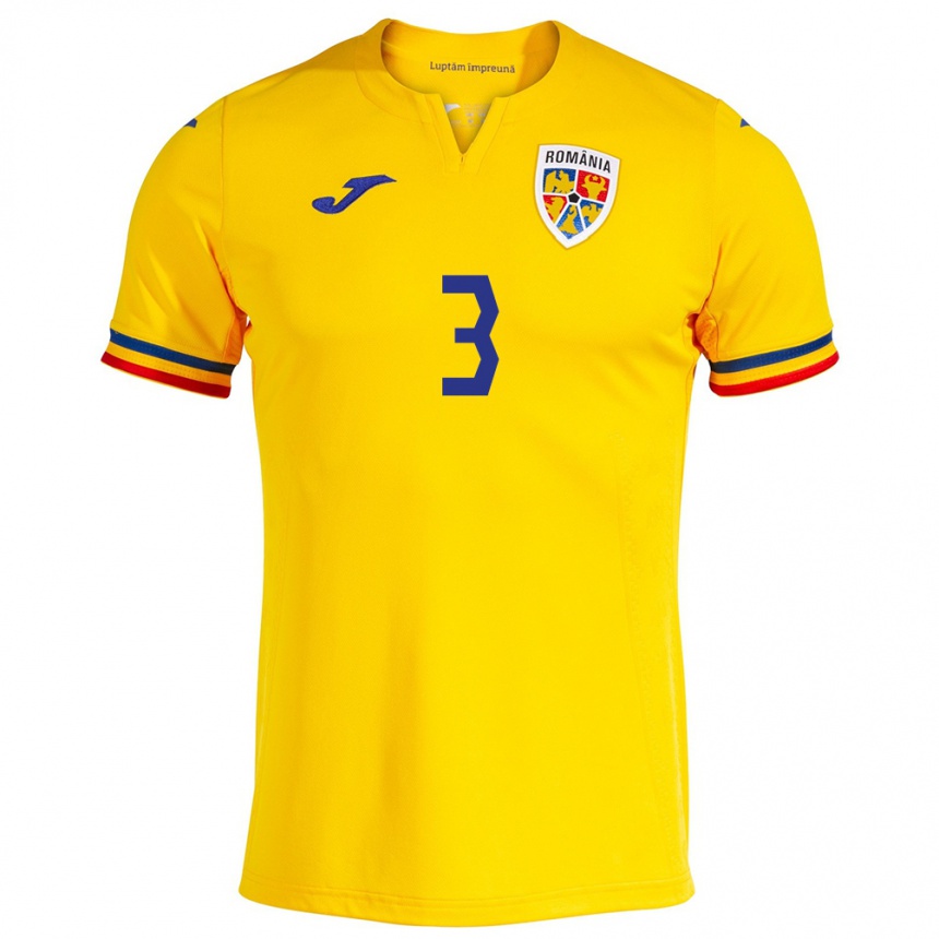 Kids Football Romania Mihaela Ciolacu #3 Yellow Home Jersey 24-26 T-Shirt Za