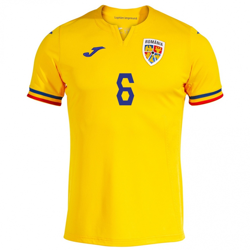 Kids Football Romania Andrei Pandele #6 Yellow Home Jersey 24-26 T-Shirt Za