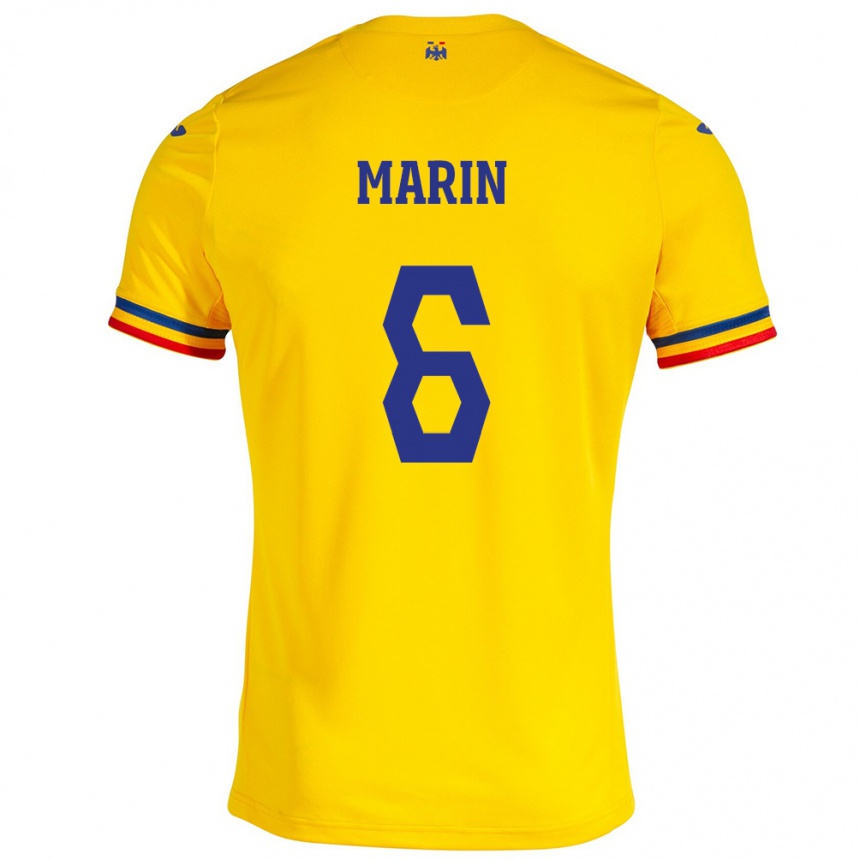 Kids Football Romania Marius Marin #6 Yellow Home Jersey 24-26 T-Shirt Za