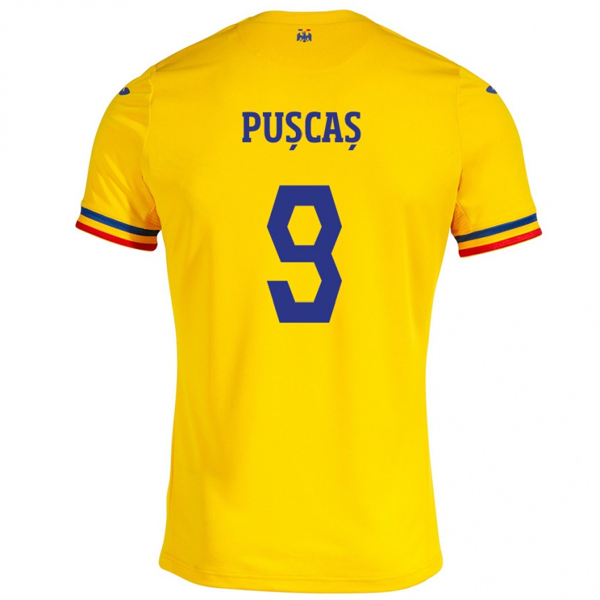 Kids Football Romania George Pușcaș #9 Yellow Home Jersey 24-26 T-Shirt Za