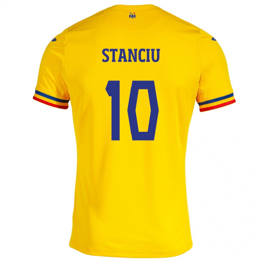 Kids Football Romania Nicolae Stanciu #10 Yellow Home Jersey 24-26 T-Shirt Za