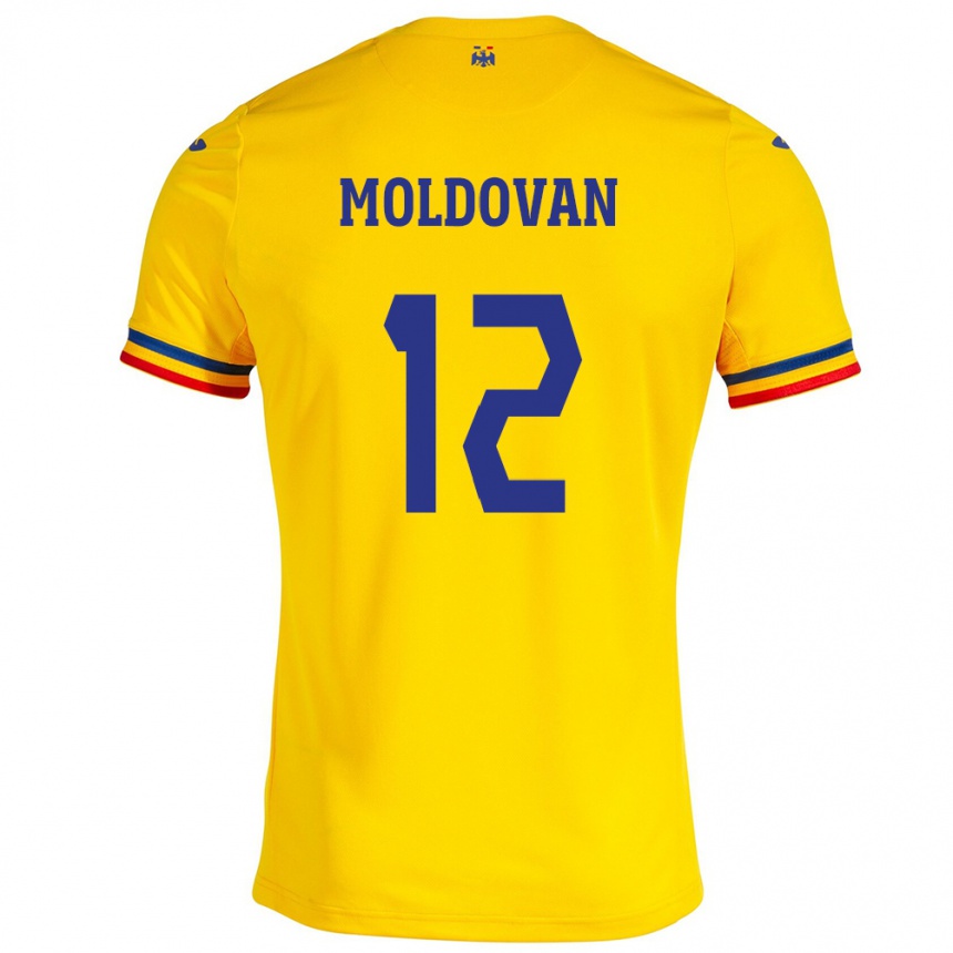 Kids Football Romania Horaţiu Moldovan #12 Yellow Home Jersey 24-26 T-Shirt Za