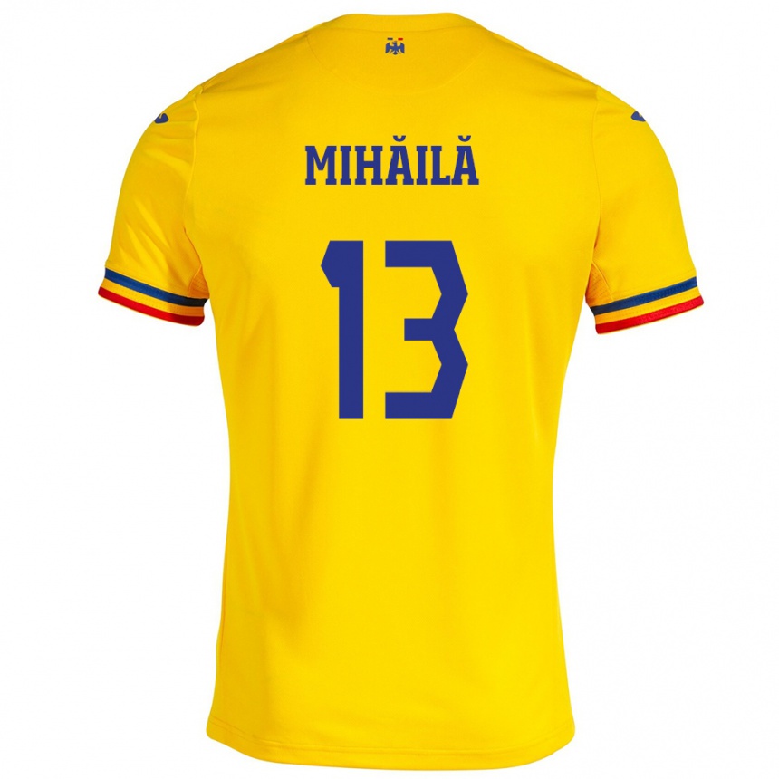 Kids Football Romania Valentin Mihăilă #13 Yellow Home Jersey 24-26 T-Shirt Za