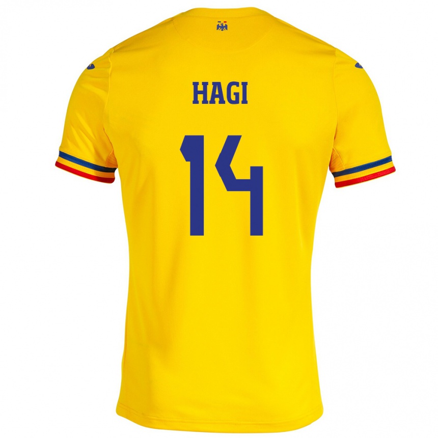 Kids Football Romania Ianis Hagi #14 Yellow Home Jersey 24-26 T-Shirt Za