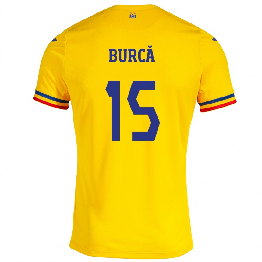 Kids Football Romania Andrei Burcă #15 Yellow Home Jersey 24-26 T-Shirt Za