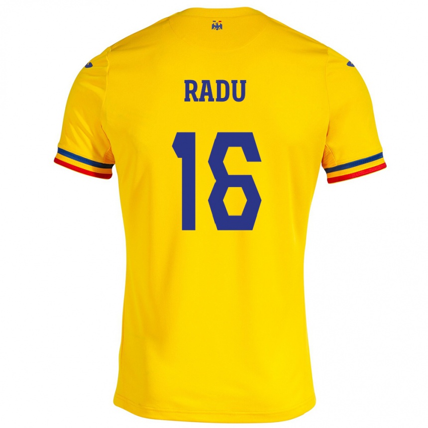 Kids Football Romania Andrei Radu #16 Yellow Home Jersey 24-26 T-Shirt Za