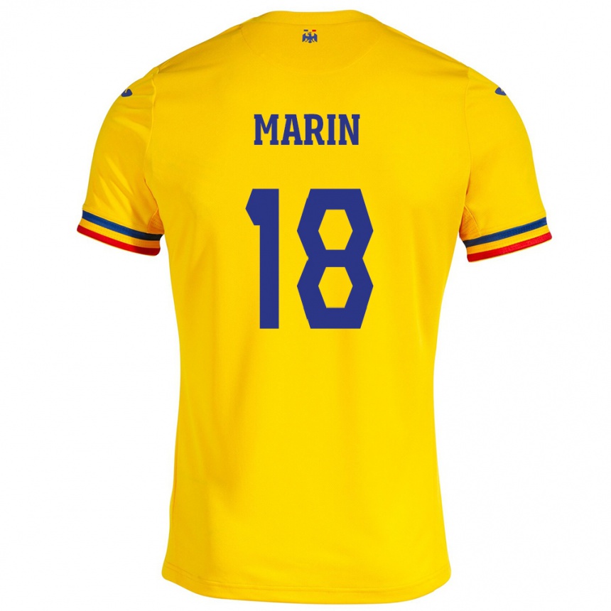 Kids Football Romania Răzvan Marin #18 Yellow Home Jersey 24-26 T-Shirt Za