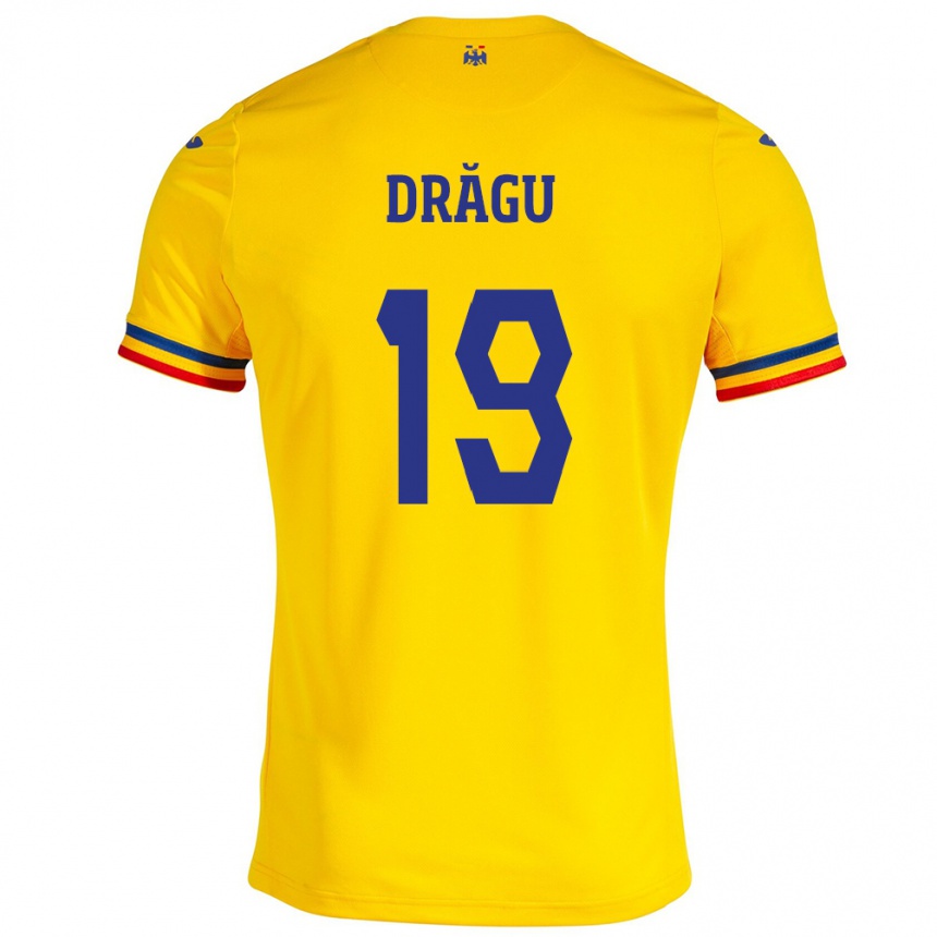 Kids Football Romania Denis Drăguş #19 Yellow Home Jersey 24-26 T-Shirt Za