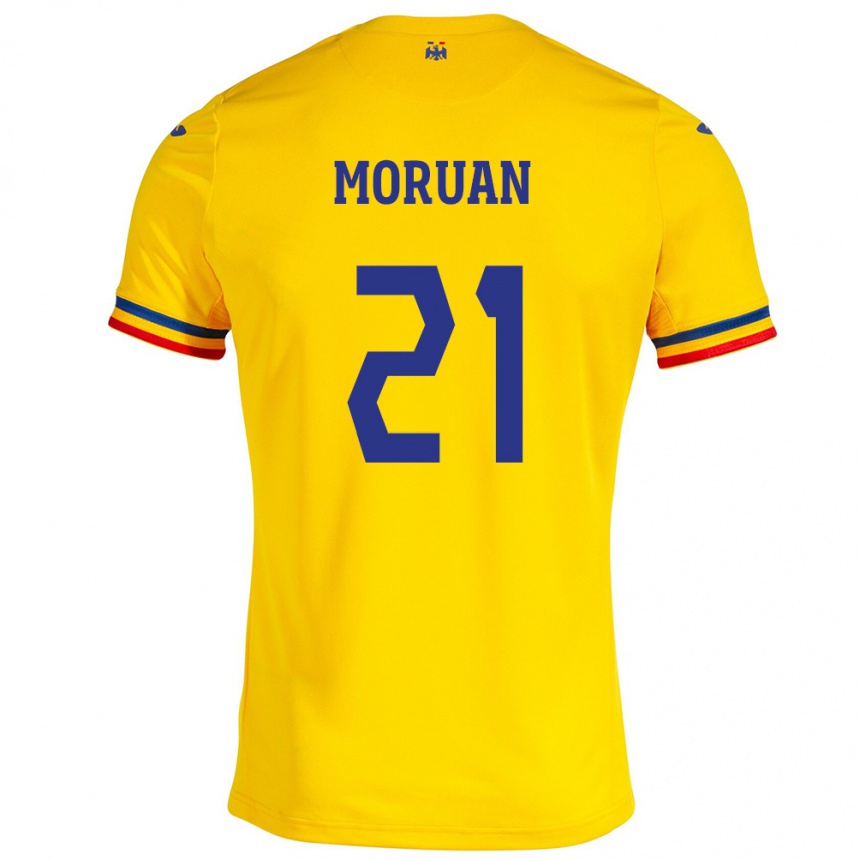 Kids Football Romania Olimpiu Moruţan #21 Yellow Home Jersey 24-26 T-Shirt Za