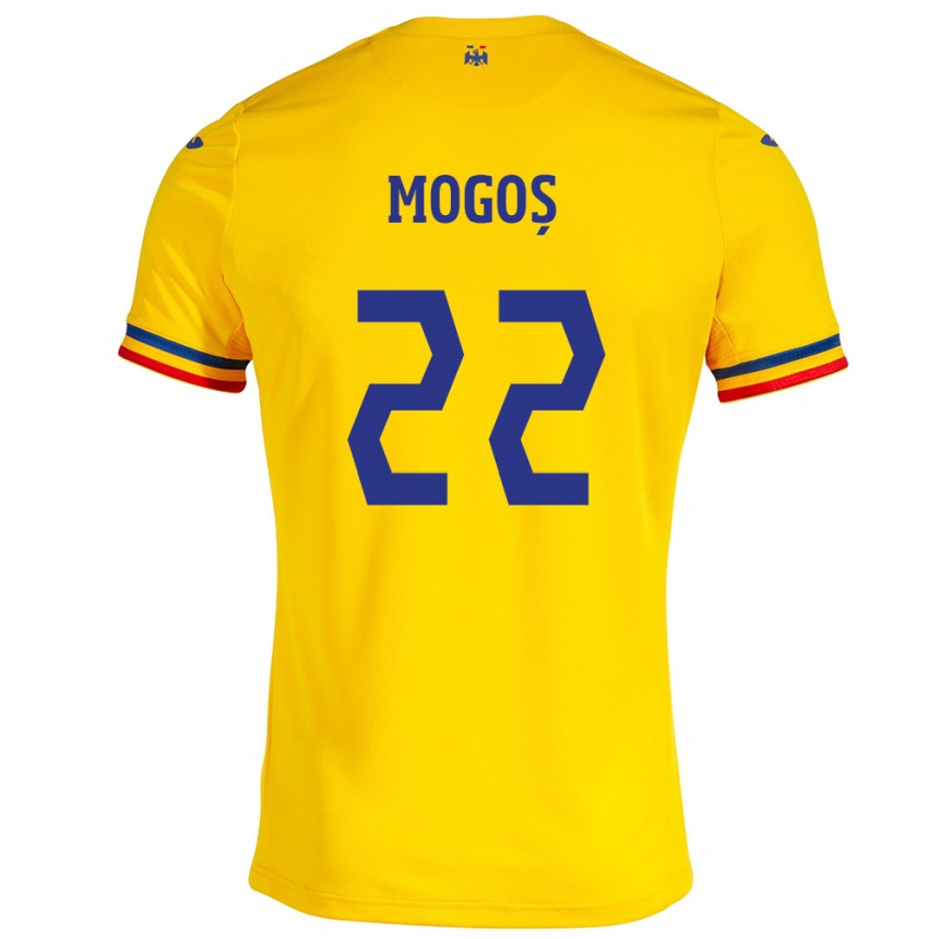 Kids Football Romania Vasile Mogoș #22 Yellow Home Jersey 24-26 T-Shirt Za