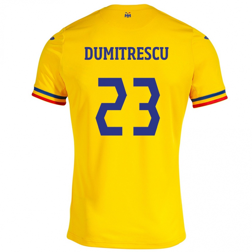 Kids Football Romania Andres Dumitrescu #23 Yellow Home Jersey 24-26 T-Shirt Za