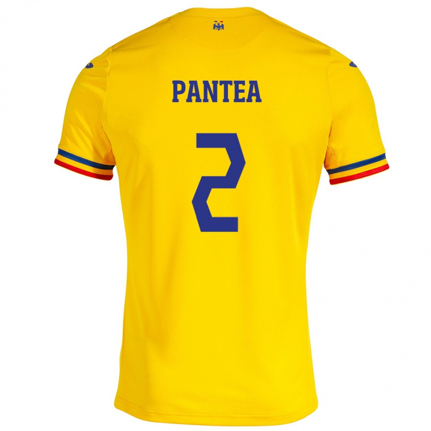 Kids Football Romania Alexandru Pantea #2 Yellow Home Jersey 24-26 T-Shirt Za