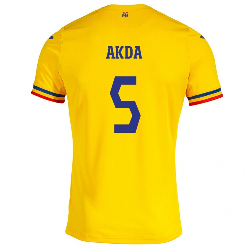 Kids Football Romania Ümit Akdağ #5 Yellow Home Jersey 24-26 T-Shirt Za