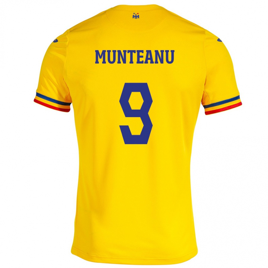 Kids Football Romania Louis Munteanu #9 Yellow Home Jersey 24-26 T-Shirt Za