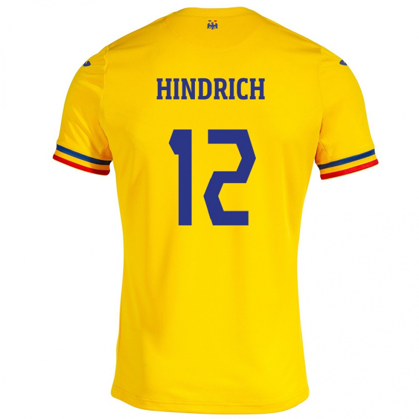 Kids Football Romania Otto Hindrich #12 Yellow Home Jersey 24-26 T-Shirt Za