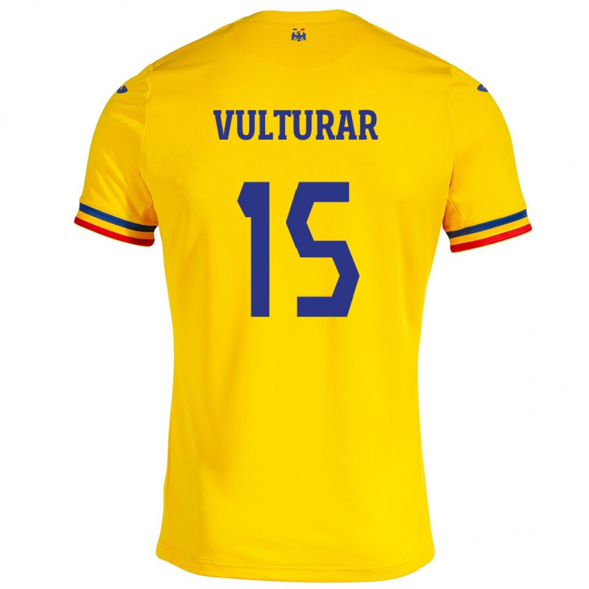 Kids Football Romania Cătălin Vulturar #15 Yellow Home Jersey 24-26 T-Shirt Za