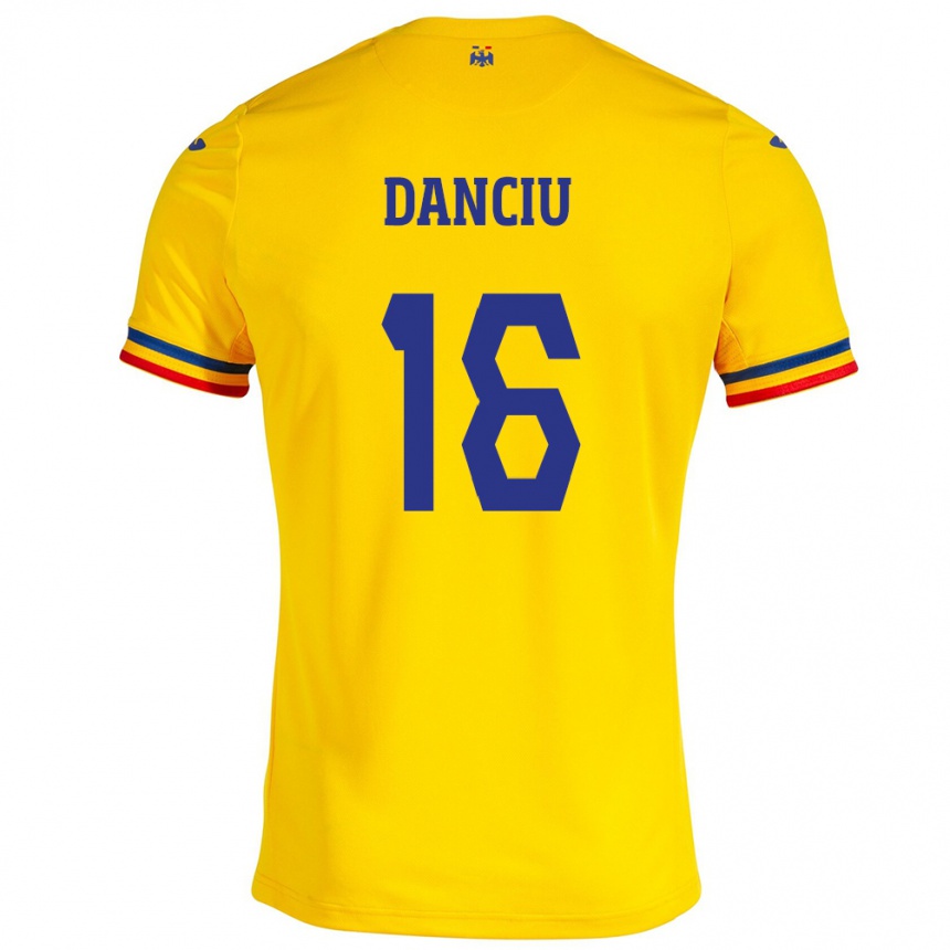 Kids Football Romania Marian Danciu #16 Yellow Home Jersey 24-26 T-Shirt Za