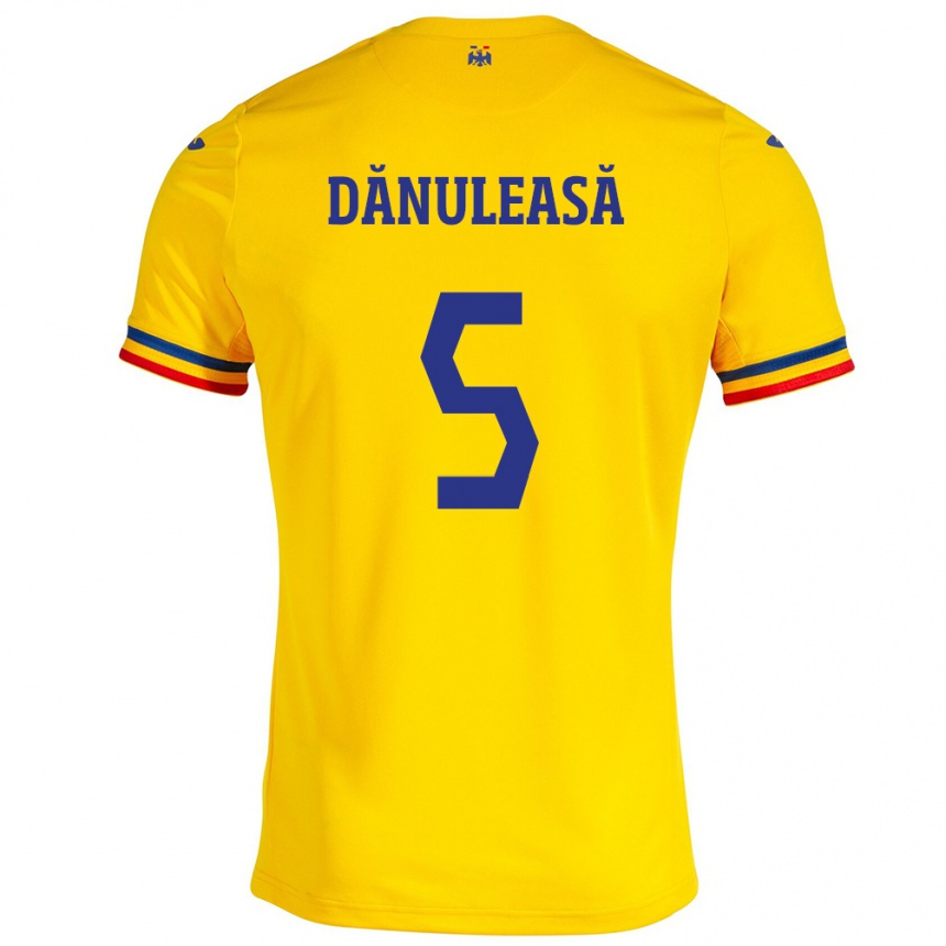 Kids Football Romania Gabriel Dănuleasă #5 Yellow Home Jersey 24-26 T-Shirt Za