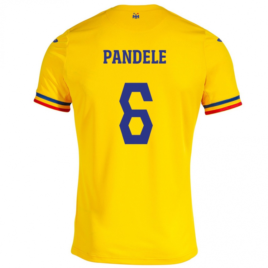 Kids Football Romania Andrei Pandele #6 Yellow Home Jersey 24-26 T-Shirt Za