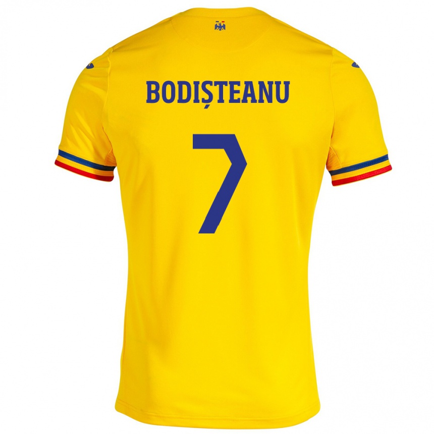 Kids Football Romania Ștefan Bodișteanu #7 Yellow Home Jersey 24-26 T-Shirt Za