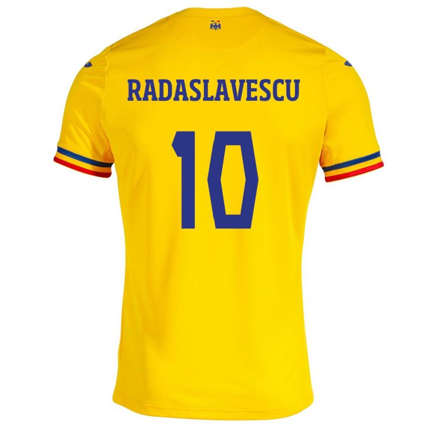 Kids Football Romania Eduard Radaslavescu #10 Yellow Home Jersey 24-26 T-Shirt Za