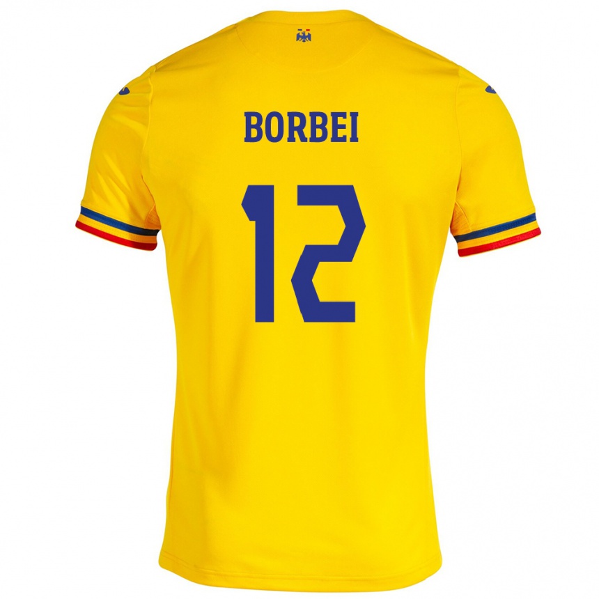 Kids Football Romania Alexandru Borbei #12 Yellow Home Jersey 24-26 T-Shirt Za