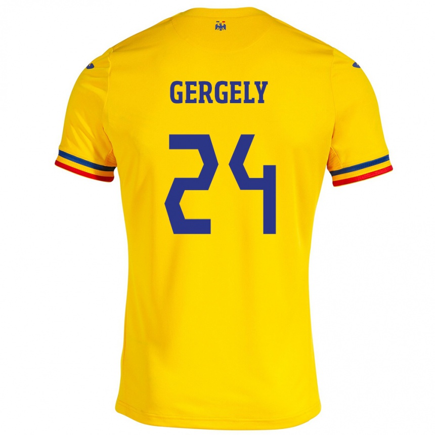 Kids Football Romania Botond Gergely #24 Yellow Home Jersey 24-26 T-Shirt Za