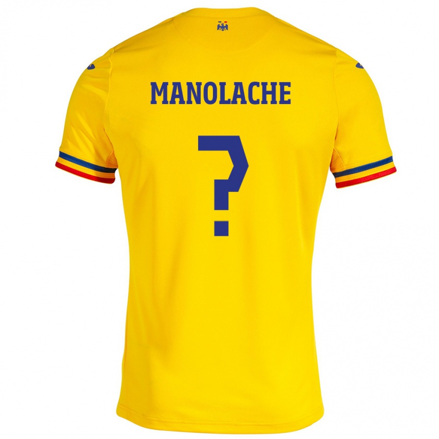 Kids Football Romania Luca Manolache #0 Yellow Home Jersey 24-26 T-Shirt Za