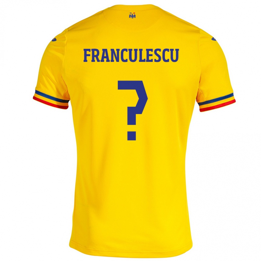 Kids Football Romania Adrian Frânculescu #0 Yellow Home Jersey 24-26 T-Shirt Za